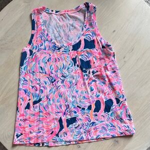 GUC LILLY PULITZER Tank Top SZ SMALL FLAMINGO PRINT